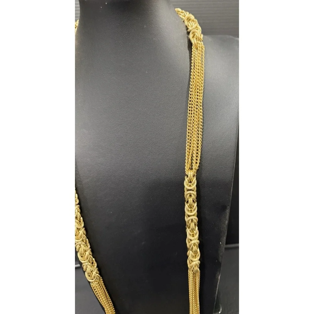 Vintage Gold Tone Multi Strand and Byzantine Link Chain 34